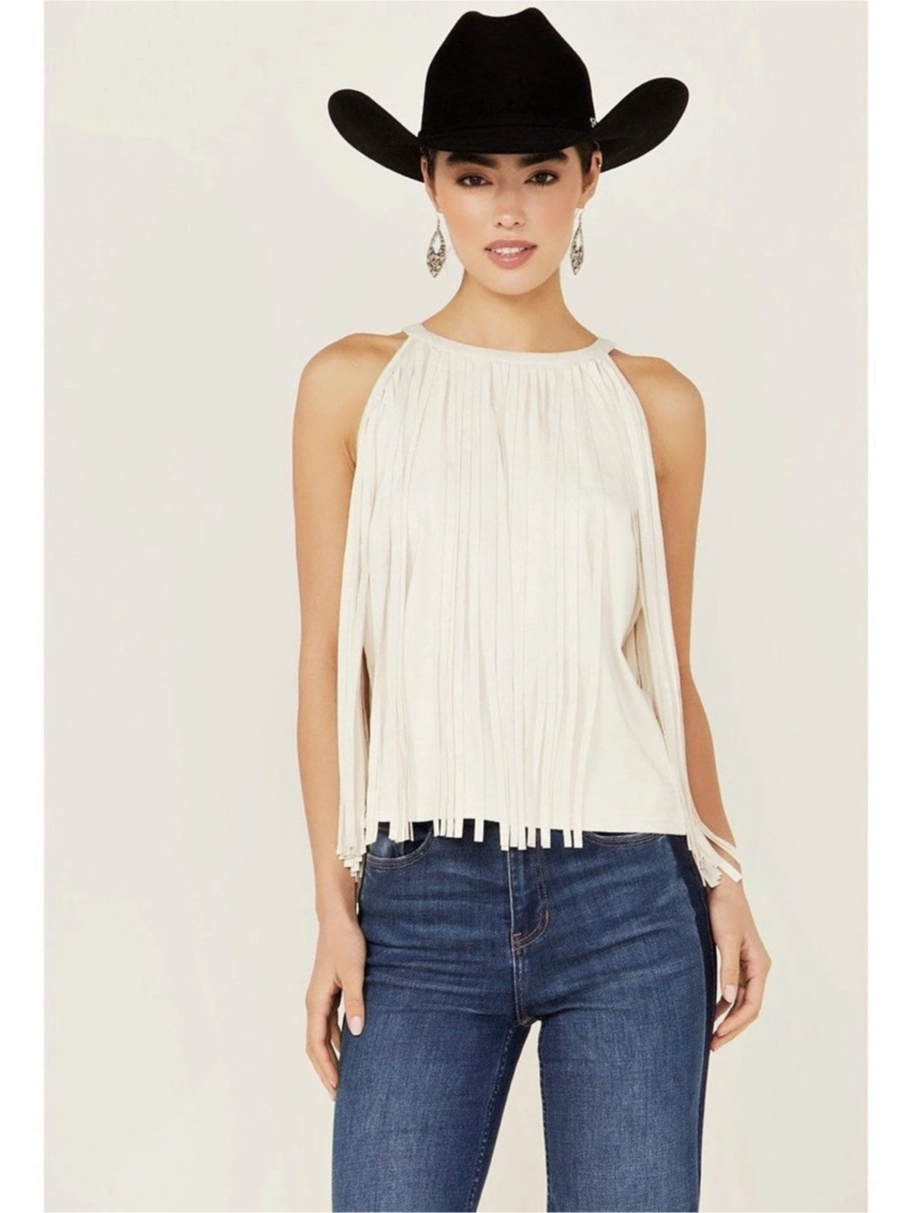 Idyllwind Fueled by Miranda Lambert Cream Fringe Tank Top Small